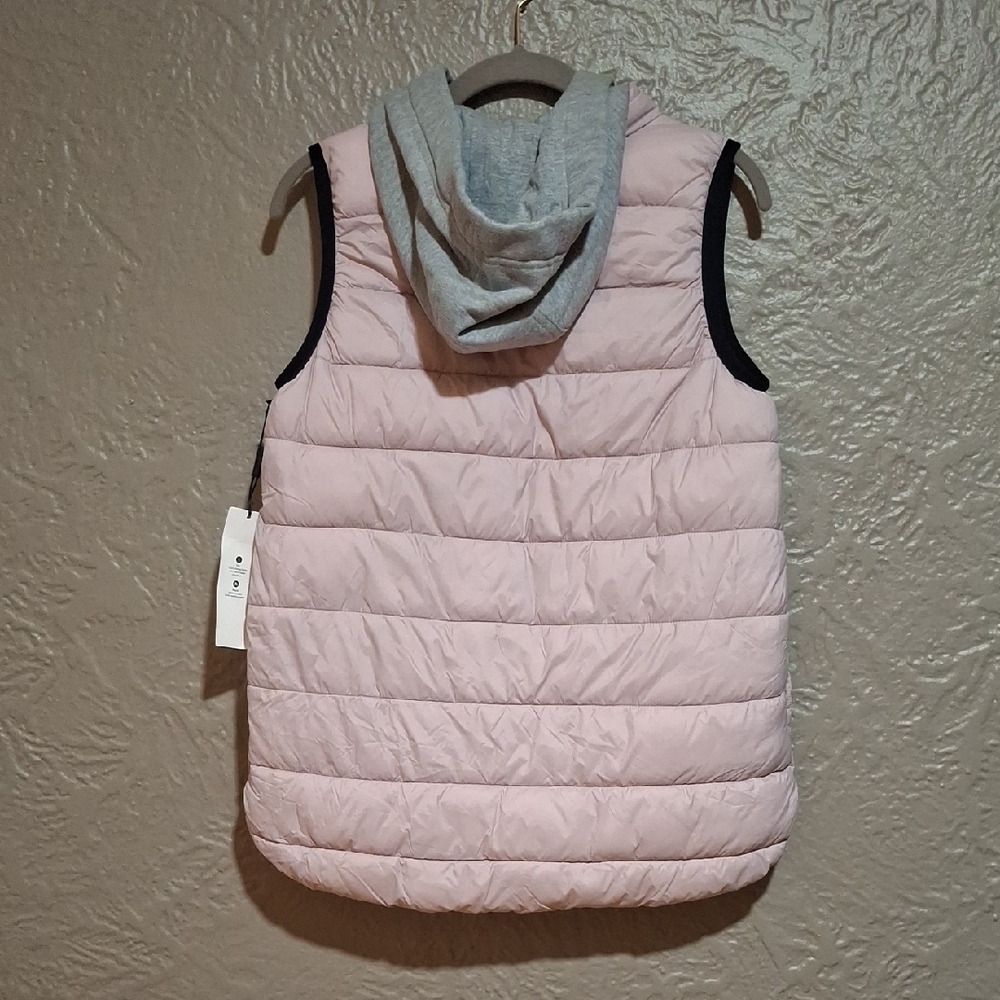 NEW.Calvin Klein Women's Light Pink Quilted Vest with Gray Hood Size XS - Picture 6 of 10